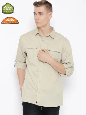 Columbia Men White Omni-Shield Voyager II Long Sleeve Shirt