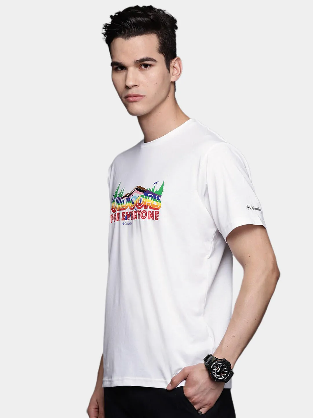 Columbia Men White Omni-Wick Sun Trek Graphic Tshirt