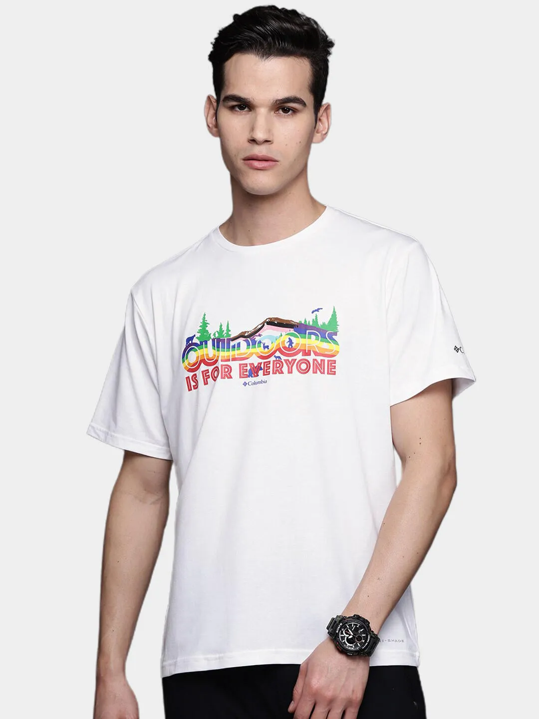 Columbia Men White Omni-Wick Sun Trek Graphic Tshirt