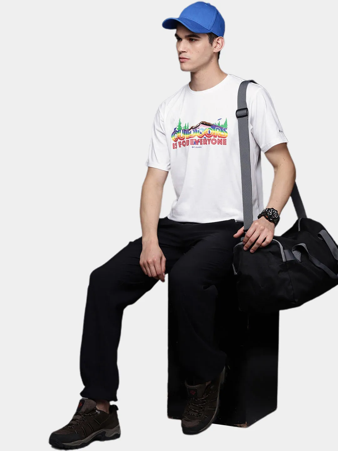 Columbia Men White Omni-Wick Sun Trek Graphic Tshirt
