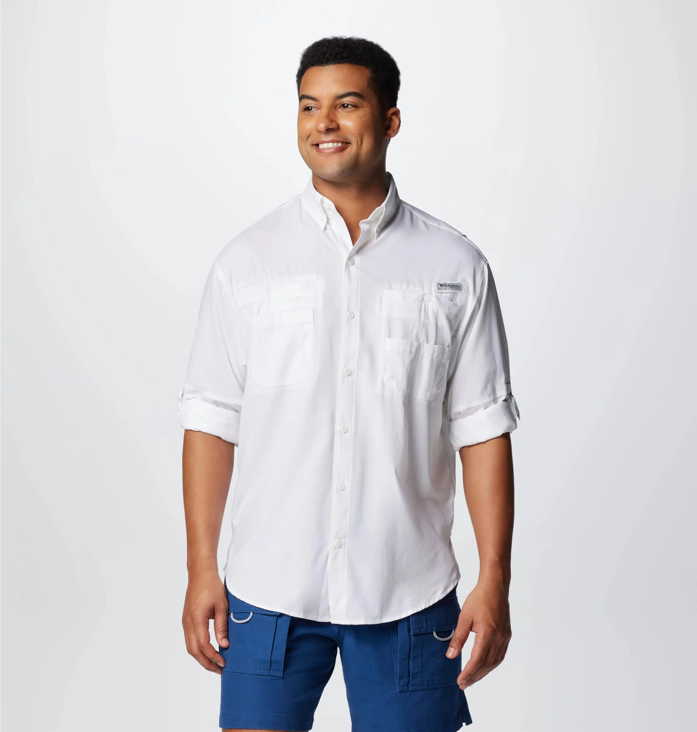 Columbia Men White Omni-Wick Tamiami II Long Sleeve Shirt