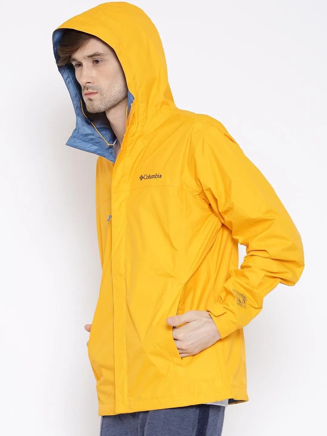 Columbia Men Yellow Omni-Tech Watertight II Waterproof Rain Jacket