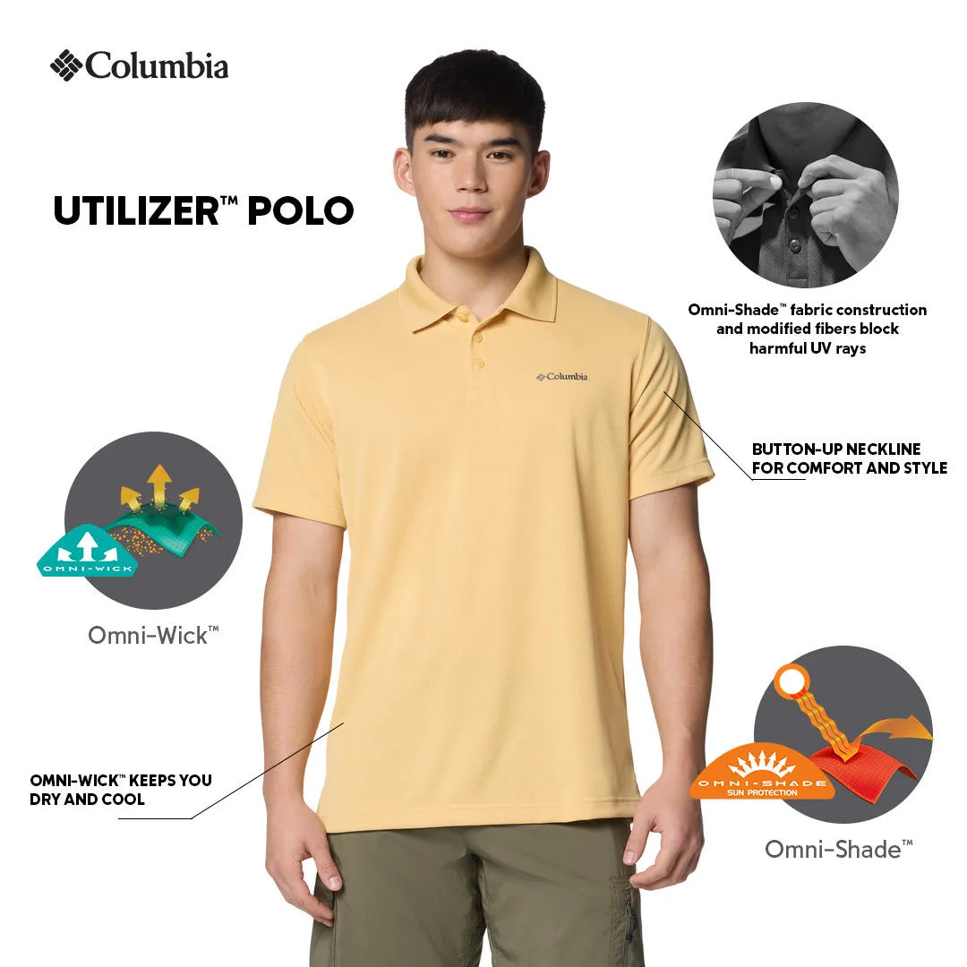 Columbia Men Yellow Omni-Wick Utilizer Polo Tshirt
