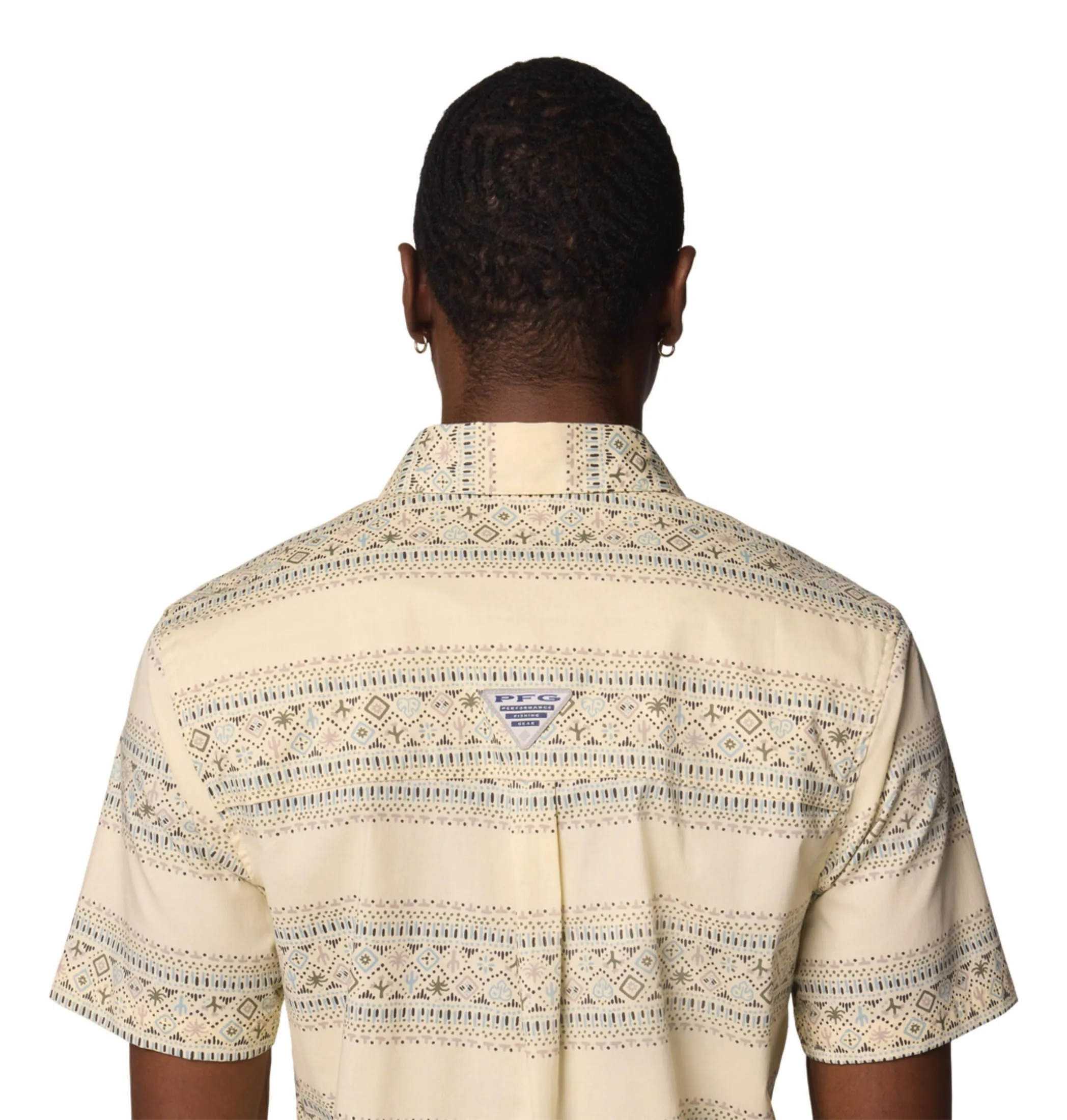 Columbia Men Yellow Wild Cast Camp Short Sleeve Shirt