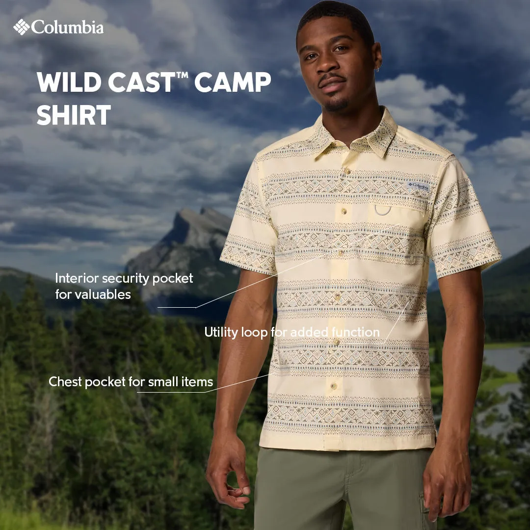 Columbia Men Yellow Wild Cast Camp Short Sleeve Shirt