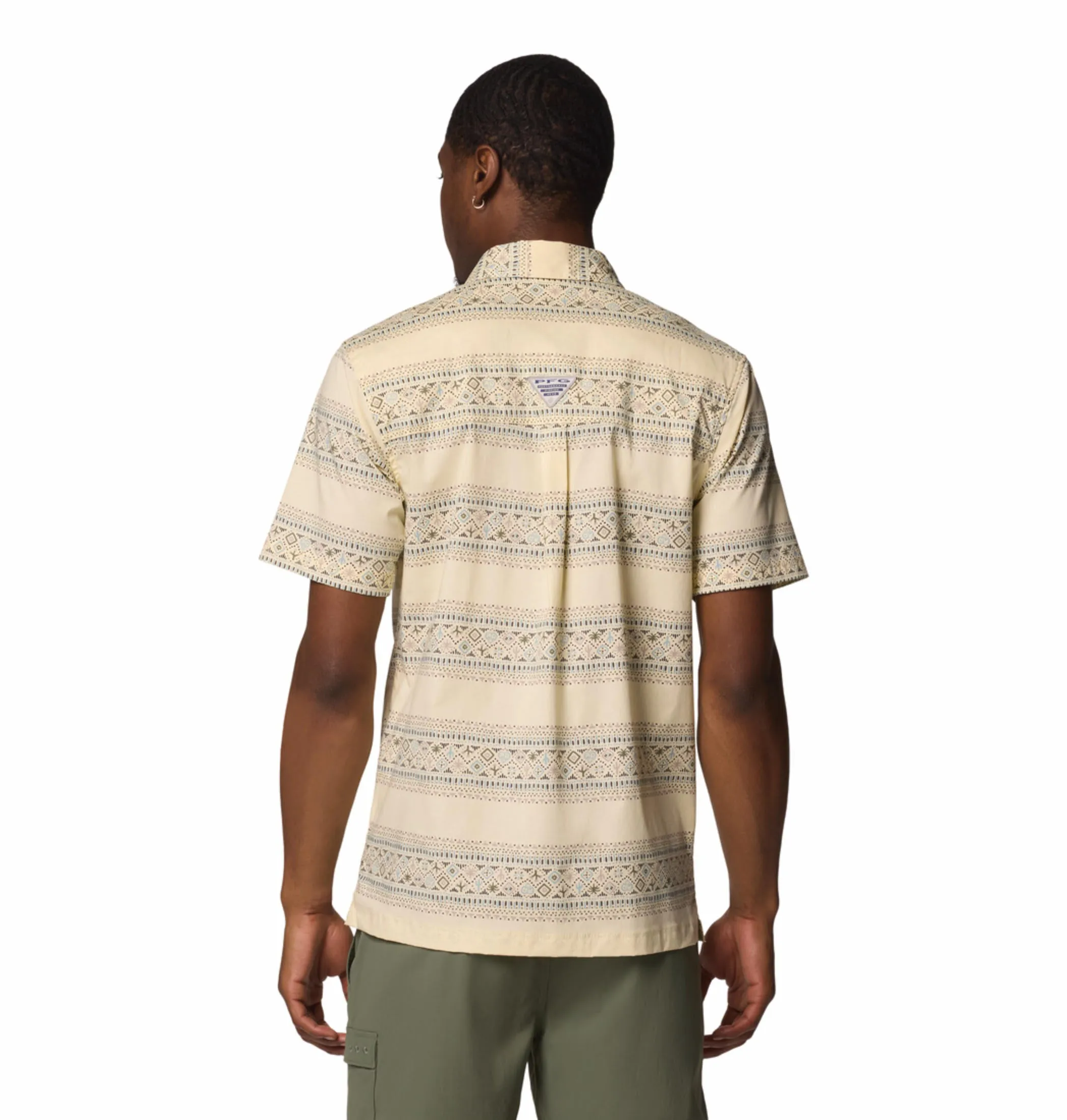 Columbia Men Yellow Wild Cast Camp Short Sleeve Shirt