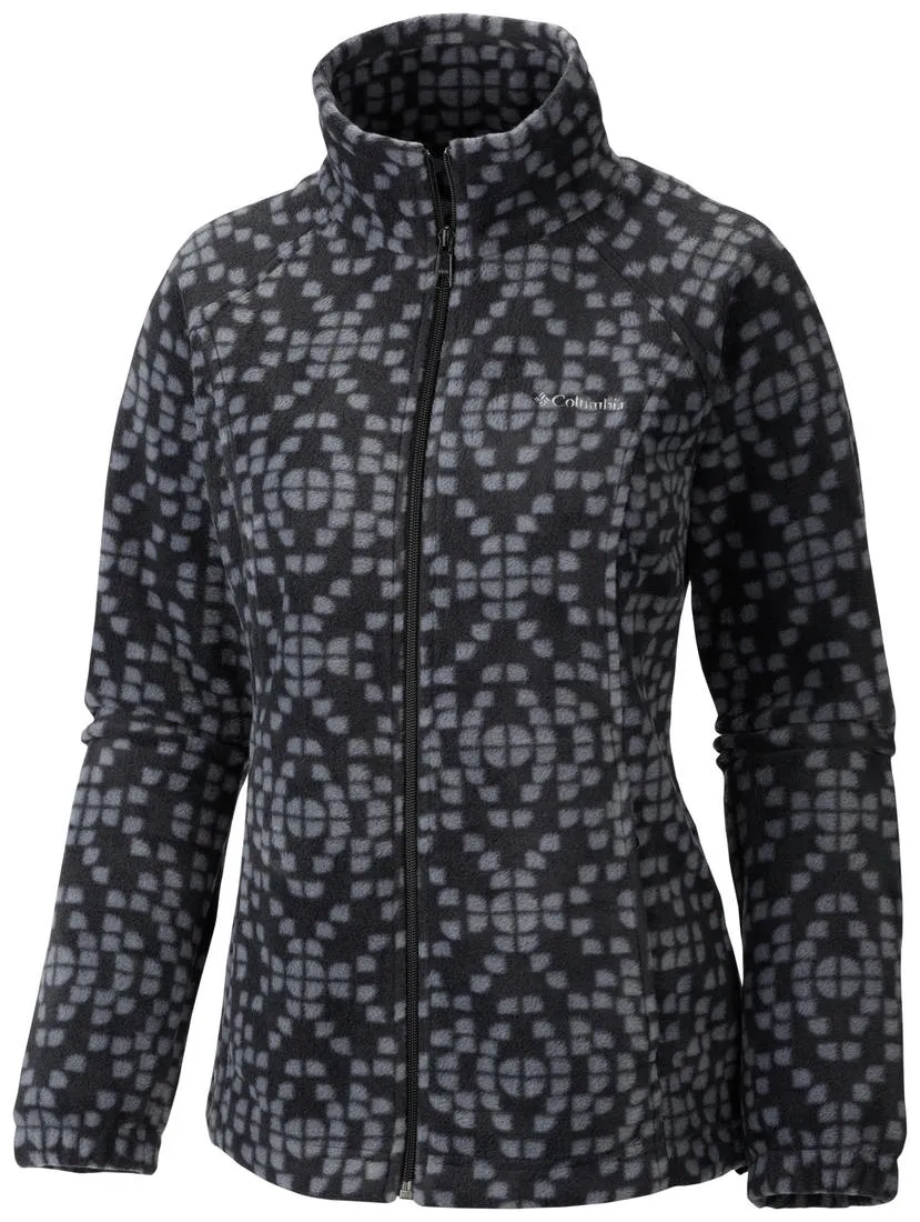 Columbia Women Black Benton Springs Print Fleece Jacket