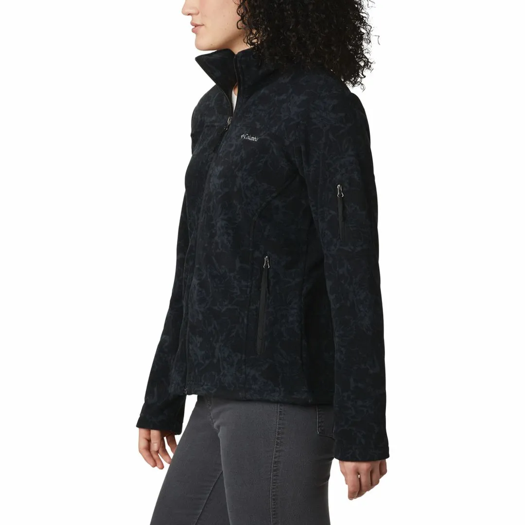 Columbia Women Black Fast Trek Printed Fleece Jacket