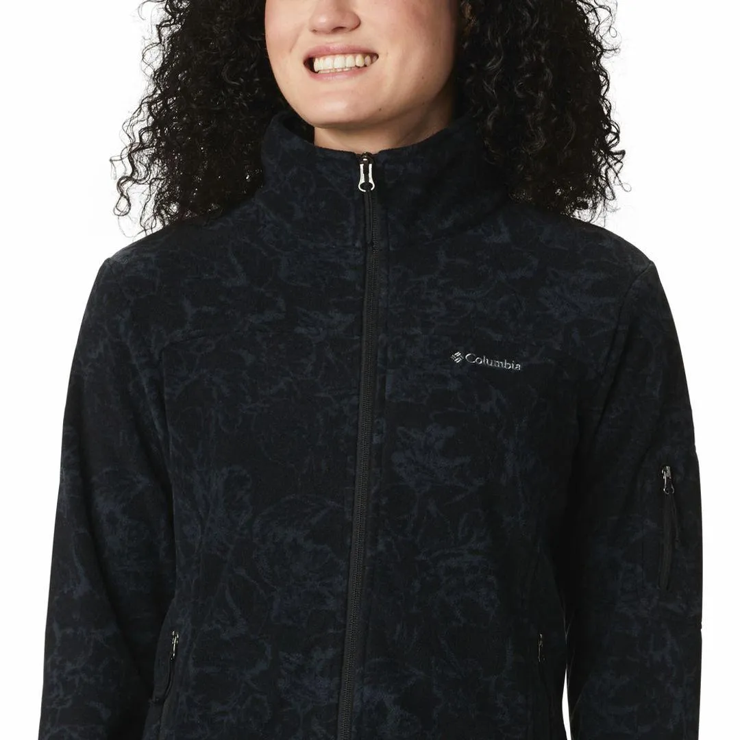 Columbia Women Black Fast Trek Printed Fleece Jacket