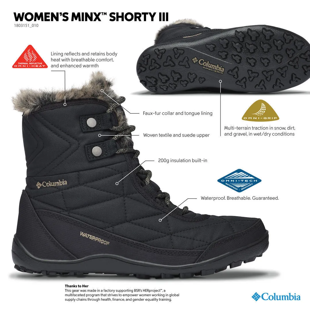 Columbia Women Black MINX SHORTY III Water Resistant Shoes