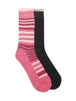 Columbia Women Black Moisture Control Stripe Crew (2 Pairs) (Non Returnable)