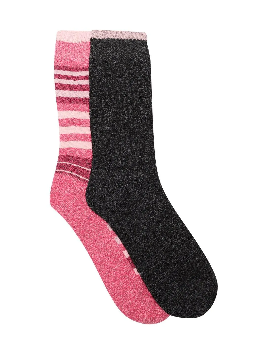Columbia Women Black Moisture Control Stripe Crew (2 Pairs) (Non Returnable)