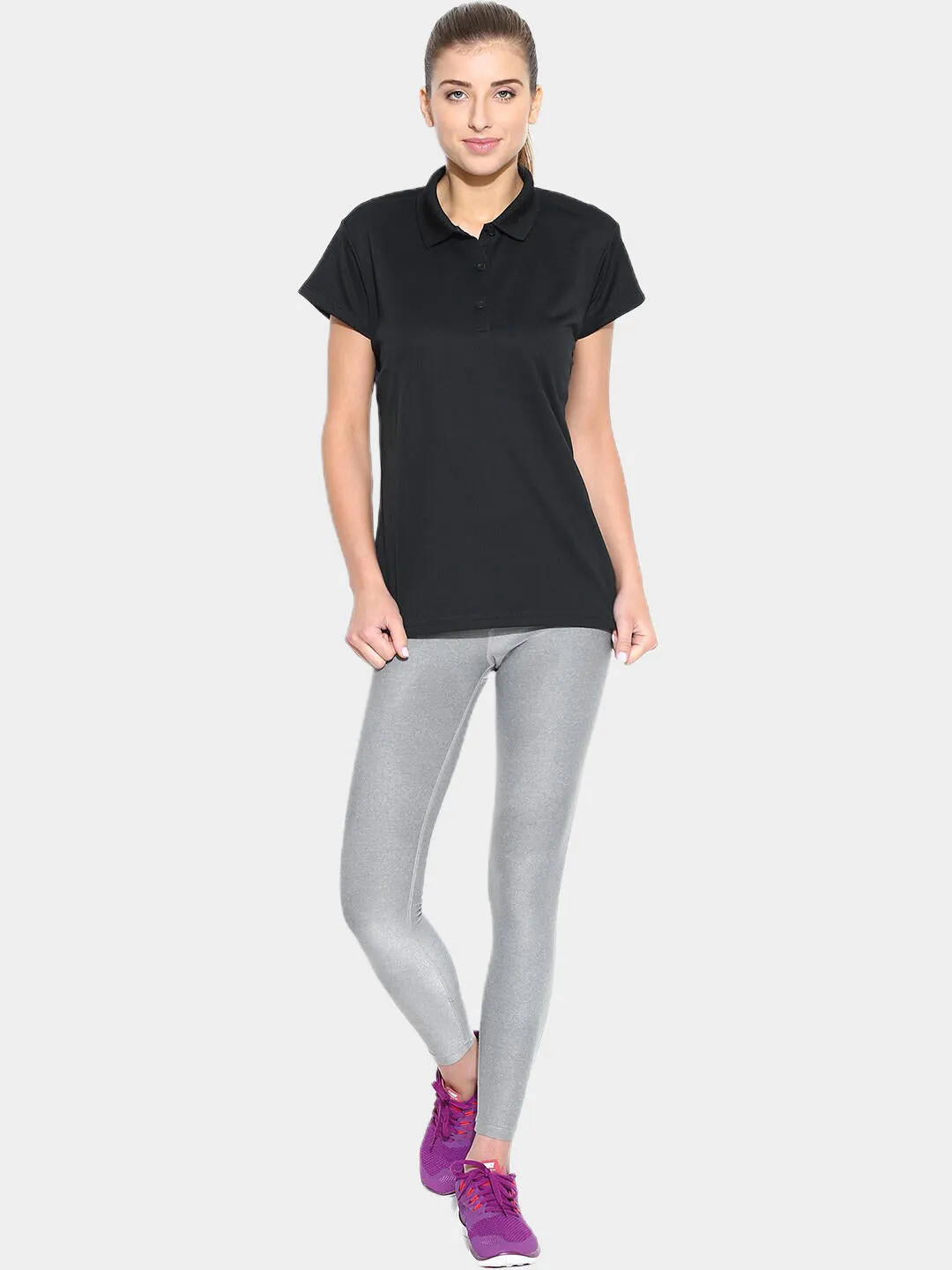 Columbia Women Black Omni-Wick Innisfree Polo Tshirt
