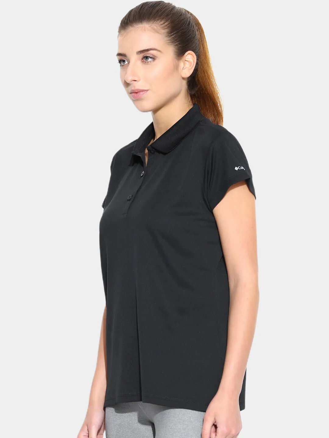 Columbia Women Black Omni-Wick Innisfree Polo Tshirt