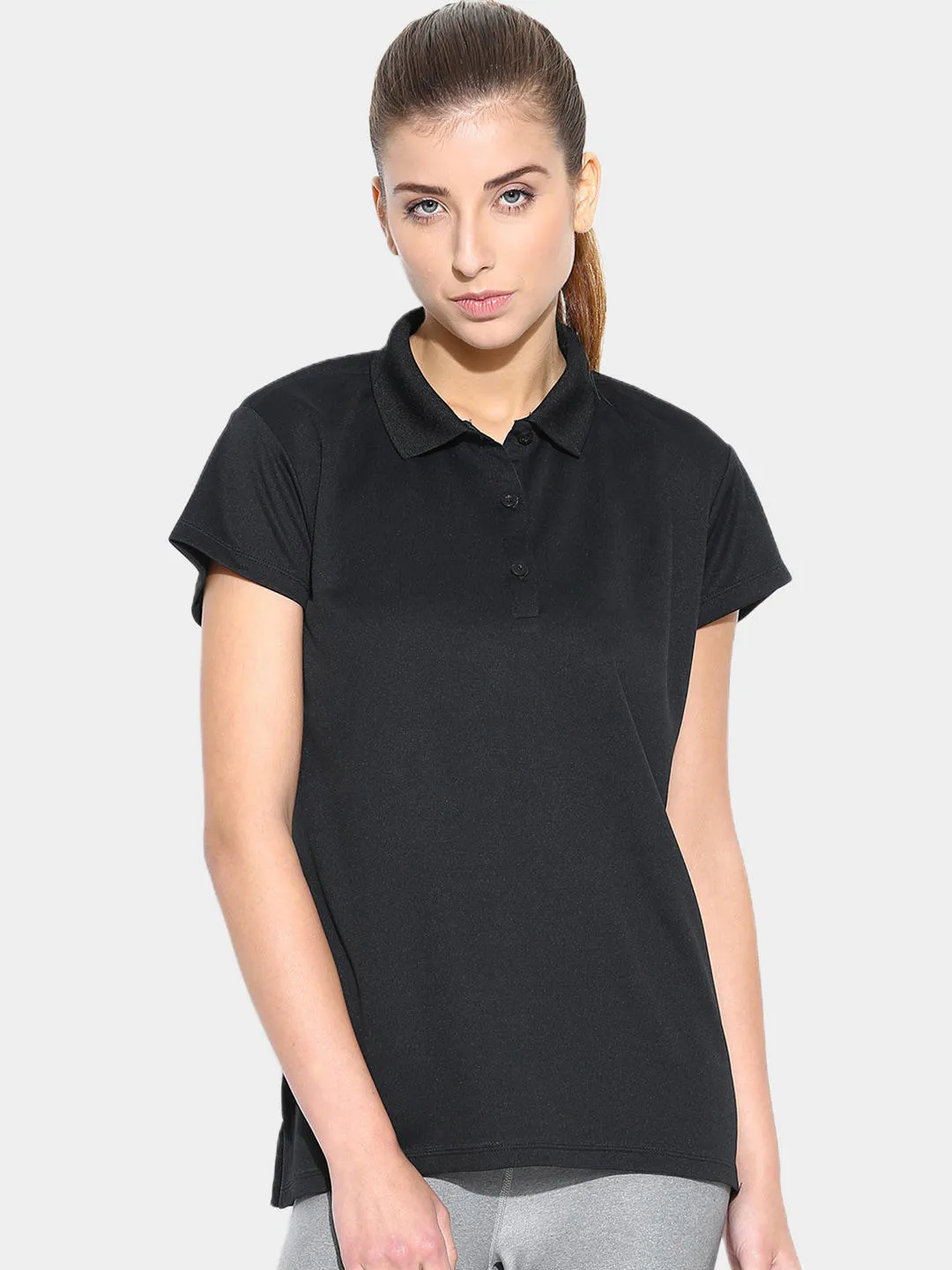 Columbia Women Black Omni-Wick Innisfree Polo Tshirt