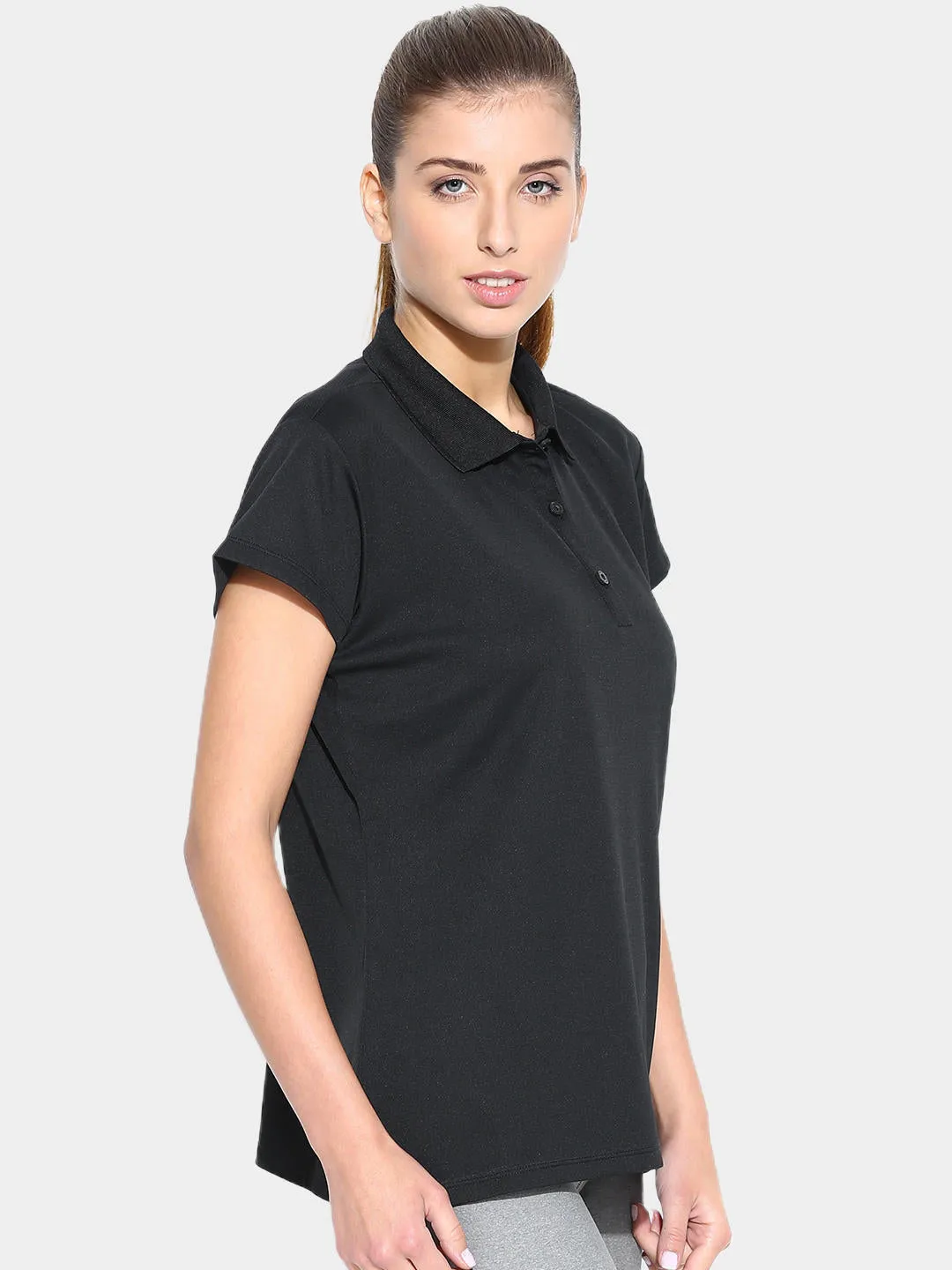 Columbia Women Black Omni-Wick Innisfree Polo Tshirt