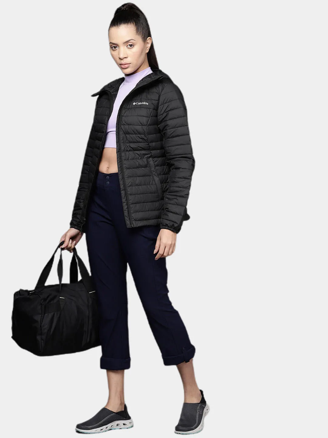 Columbia Women Black Silver Falls Hooded Jacket