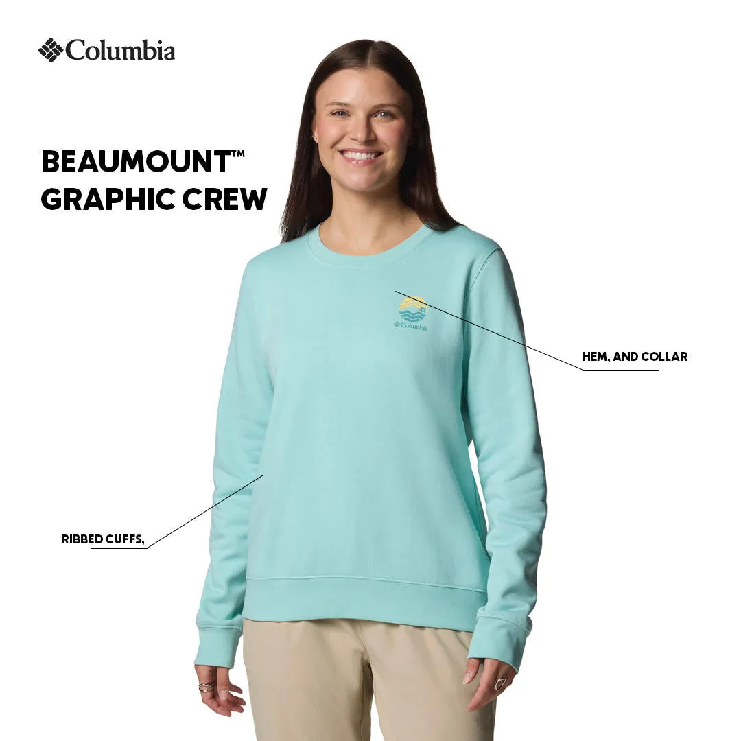 Columbia Women Blue Beaumount Graphic Crew Pullover