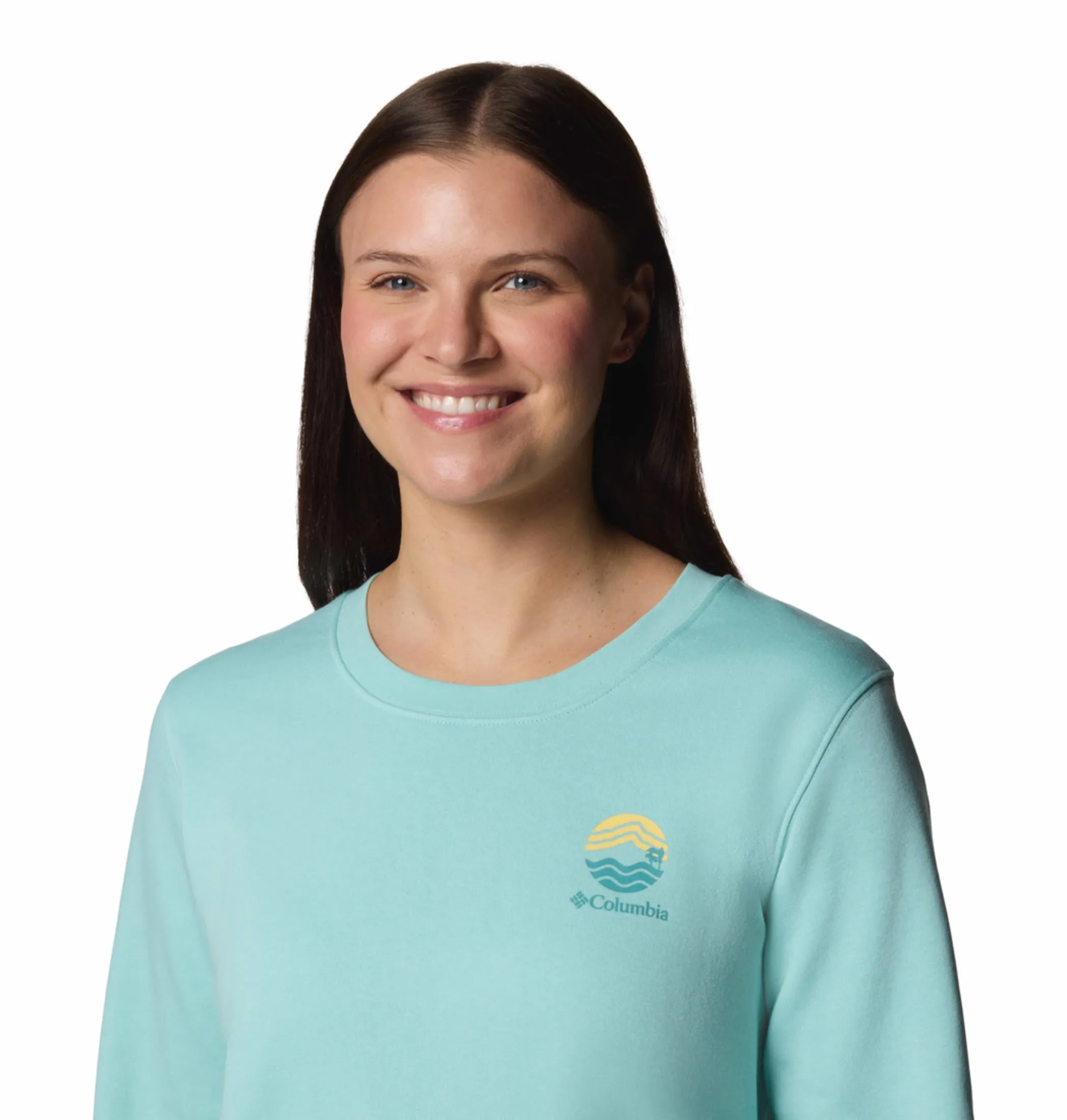 Columbia Women Blue Beaumount Graphic Crew Pullover
