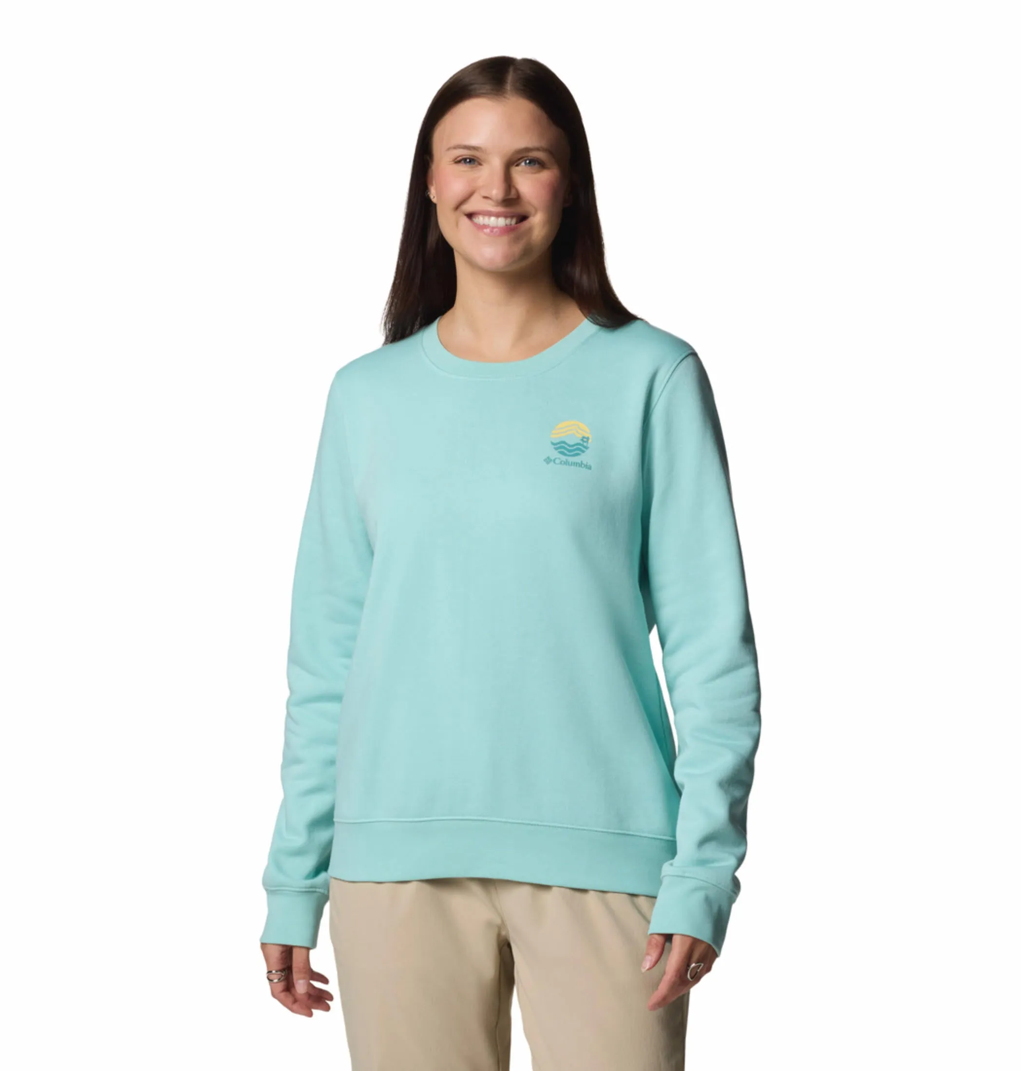 Columbia Women Blue Beaumount Graphic Crew Pullover