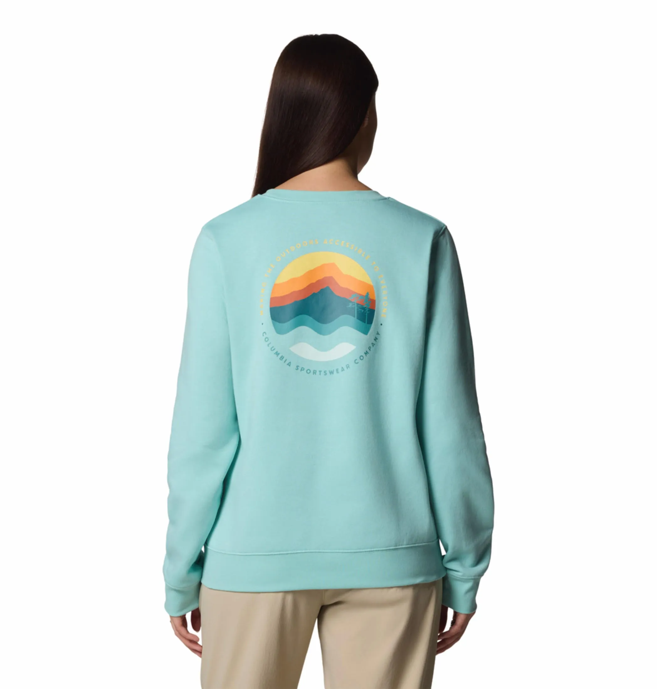 Columbia Women Blue Beaumount Graphic Crew Pullover