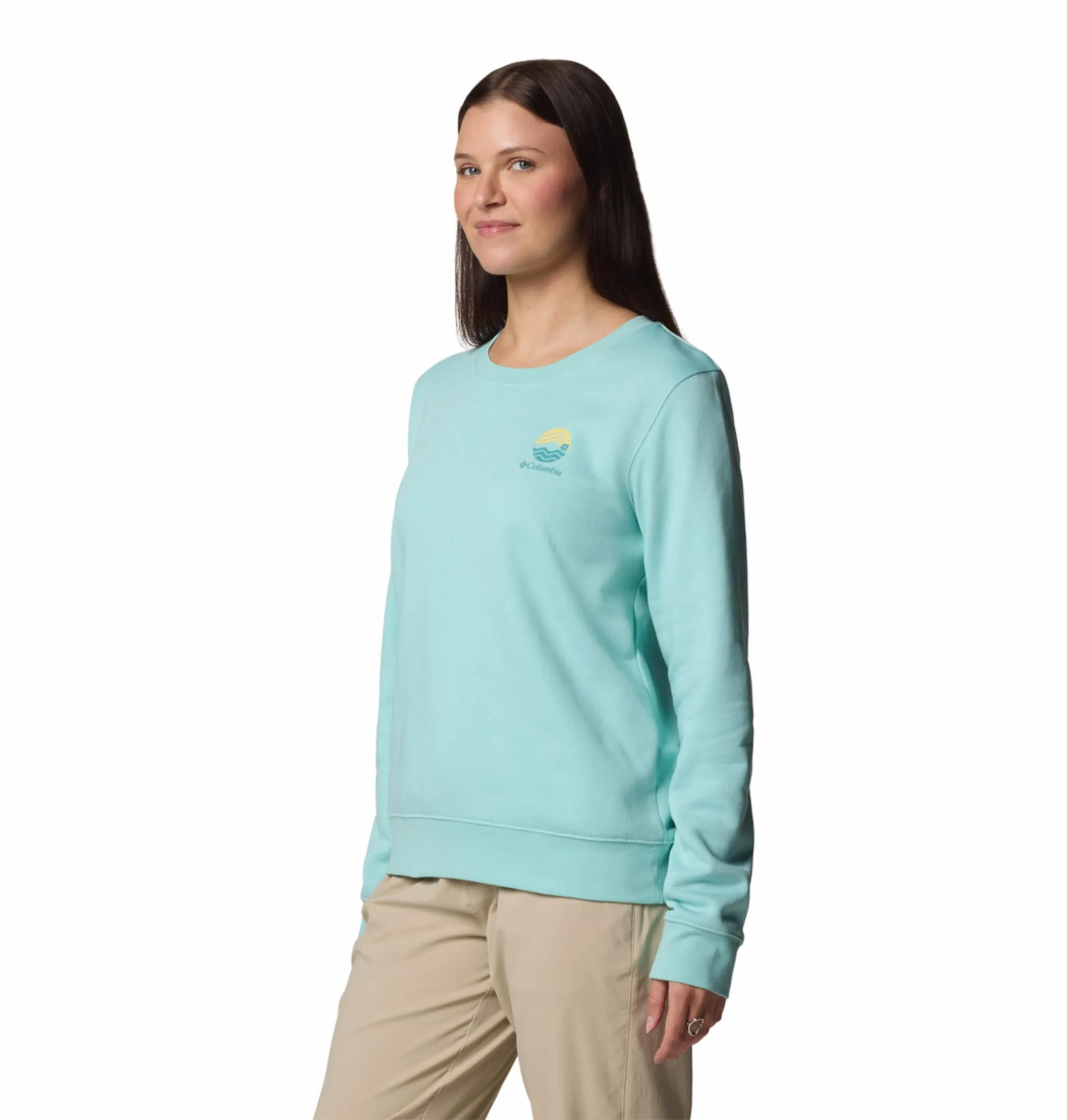 Columbia Women Blue Beaumount Graphic Crew Pullover
