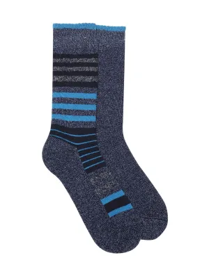 Columbia Women Blue Moisture Control Stripe Crew (2 Pairs) (Non Returnable)