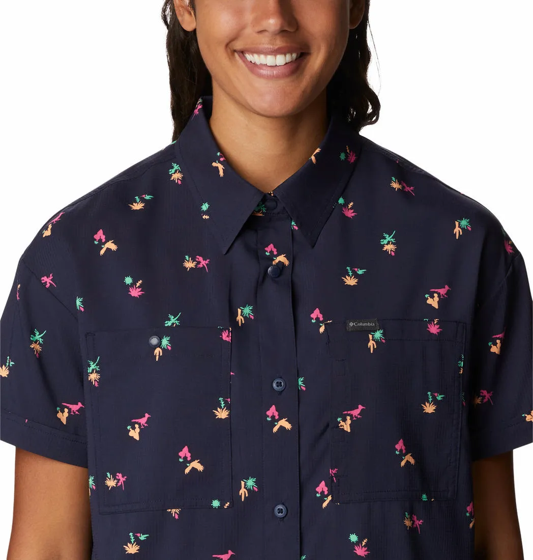 Columbia Women Blue Omni-Shade Silver Ridge Utility Short Sleeve Shirt