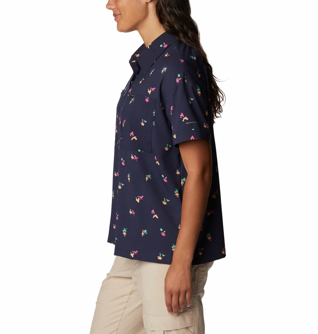Columbia Women Blue Omni-Shade Silver Ridge Utility Short Sleeve Shirt