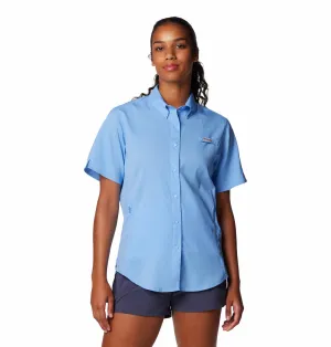 Columbia Women Blue Omni-Shade Tamiami II Short Sleeve Shirt