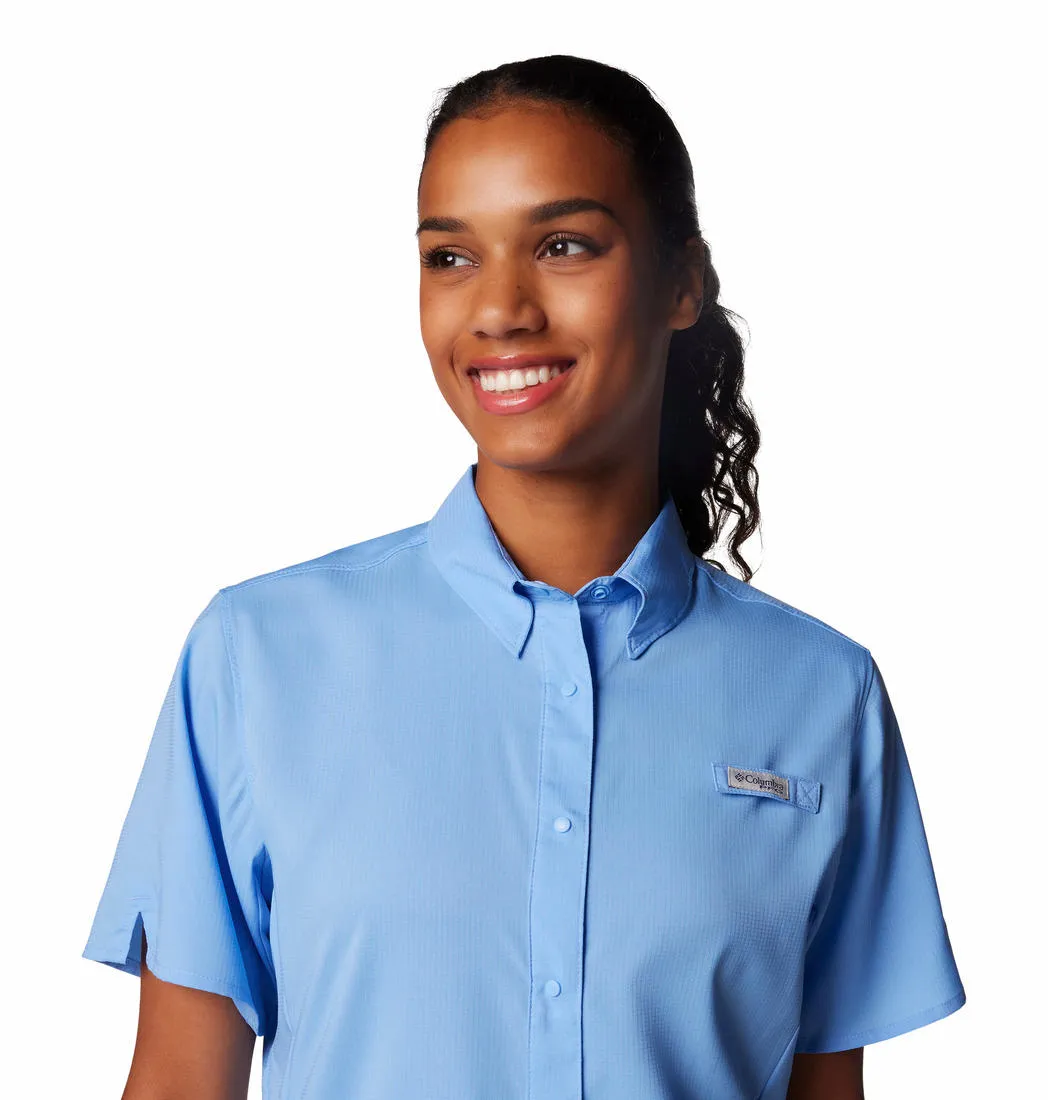 Columbia Women Blue Omni-Shade Tamiami II Short Sleeve Shirt