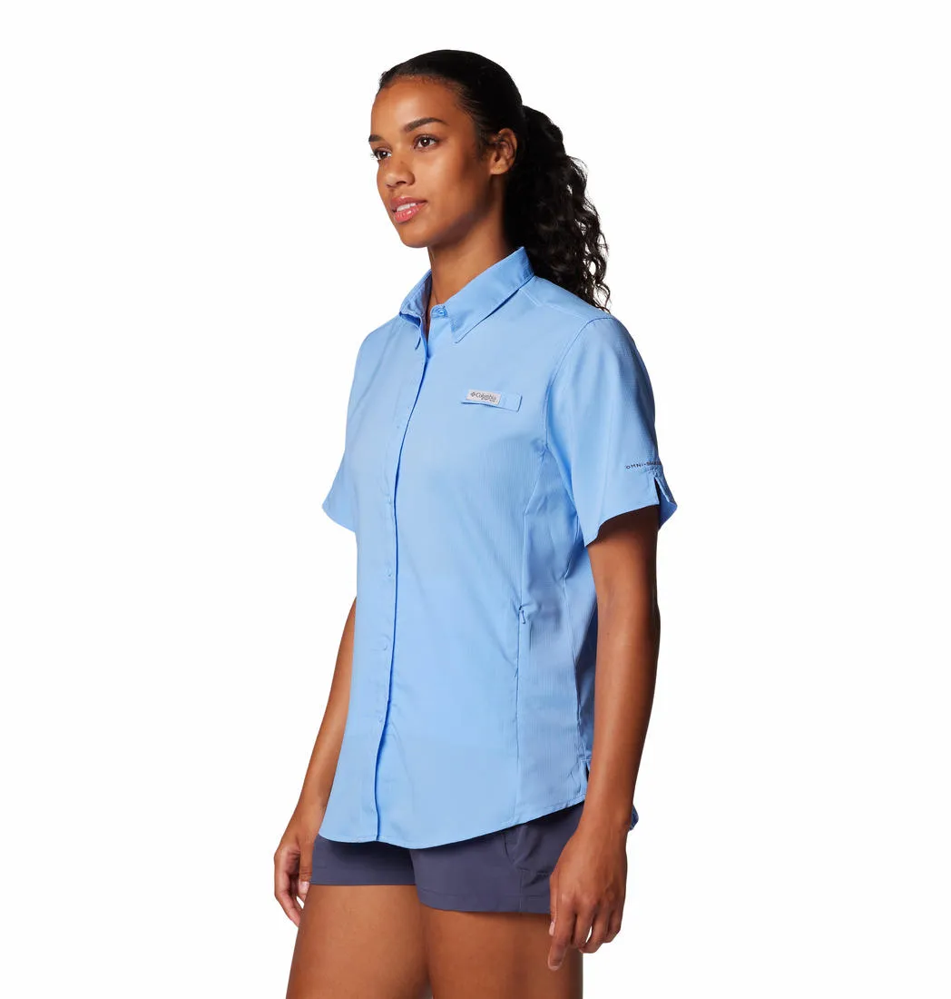Columbia Women Blue Omni-Shade Tamiami II Short Sleeve Shirt