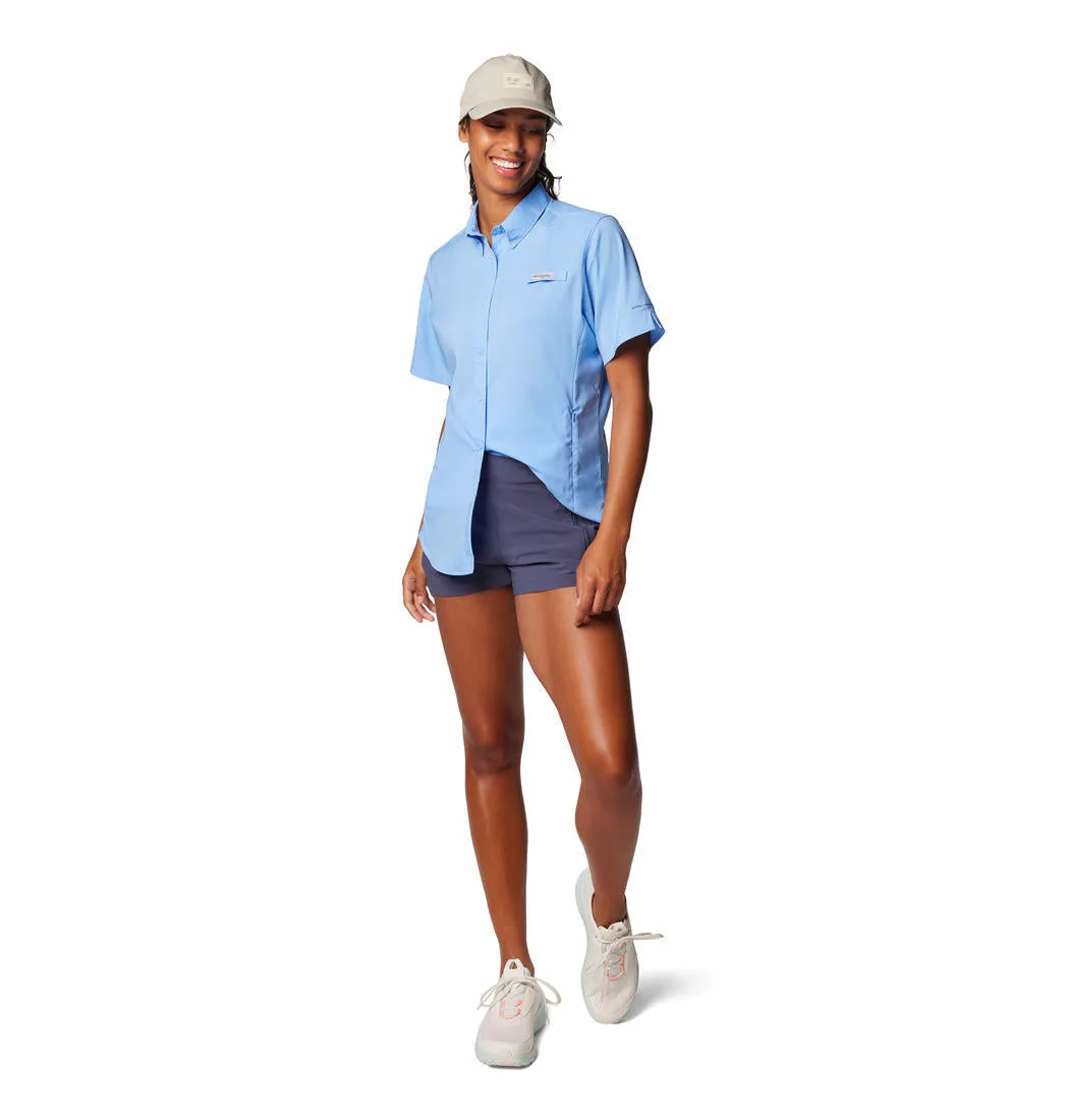 Columbia Women Blue Omni-Shade Tamiami II Short Sleeve Shirt