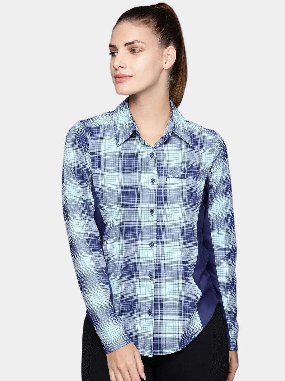 Columbia Women Blue Omni-Shield Claudia Ridge Long Sleeve Shirt