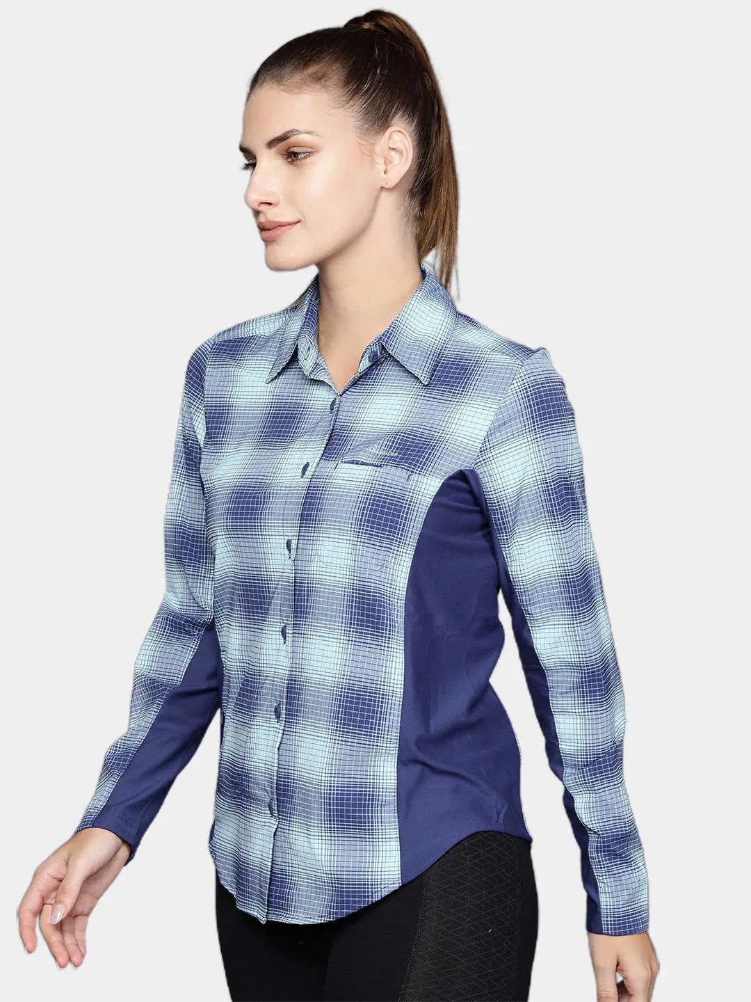 Columbia Women Blue Omni-Shield Claudia Ridge Long Sleeve Shirt