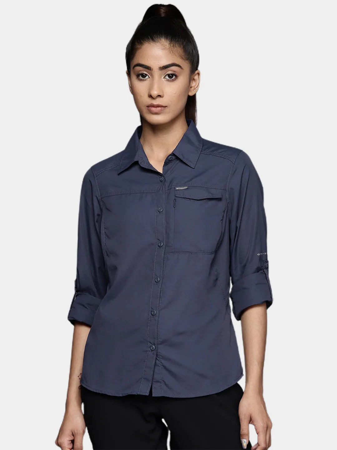 Columbia Women Blue Omni-Wick Silver Ridge 2.0 Long Sleeve Shirt