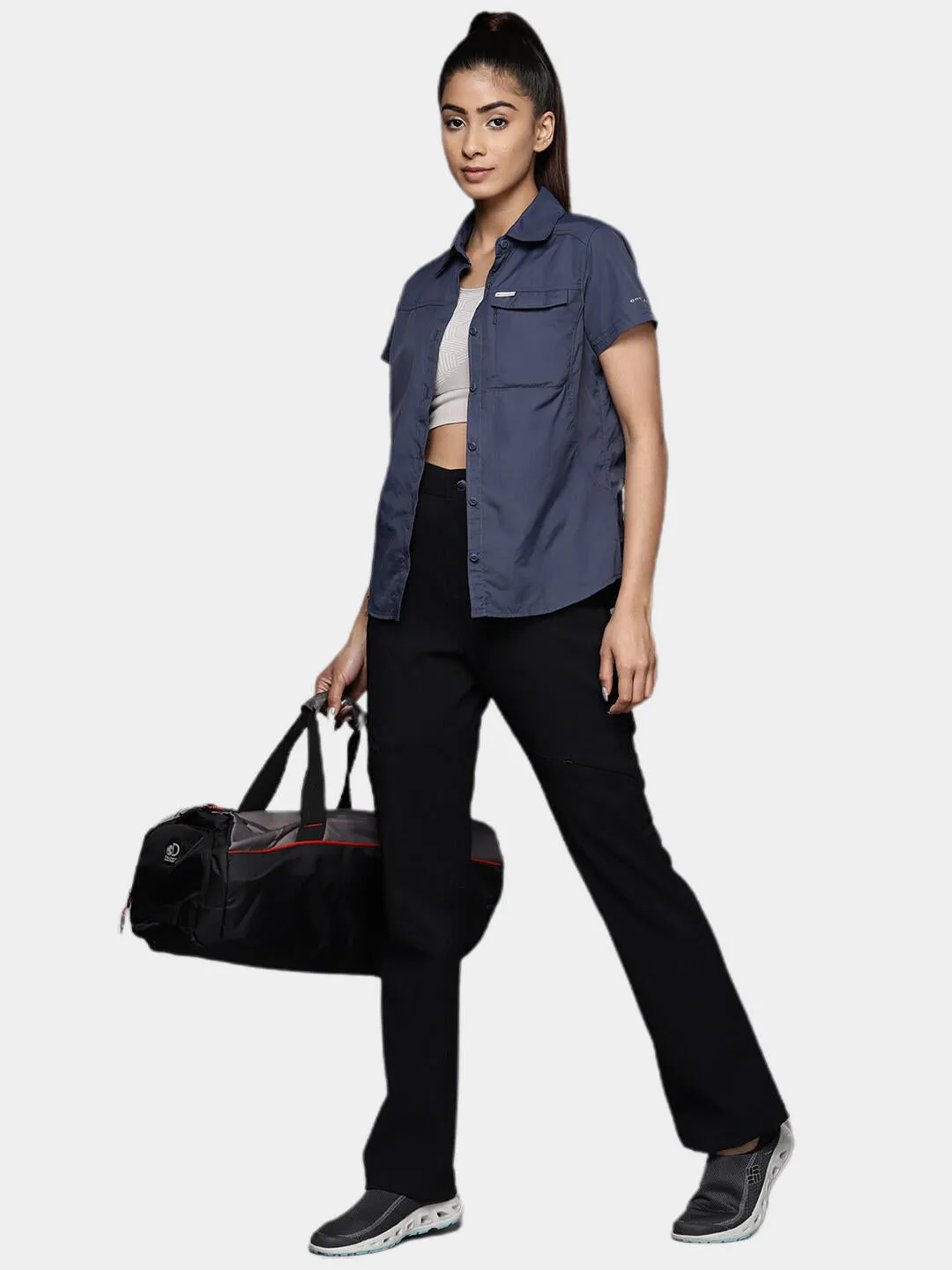 Columbia Women Blue Omni-Wick Silver Ridge 2.0 Short Sleeve Shirt