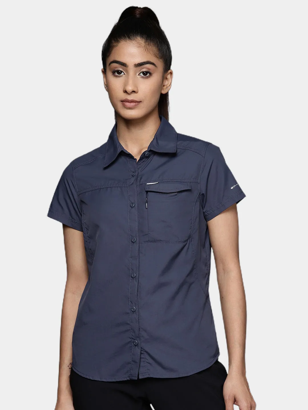Columbia Women Blue Omni-Wick Silver Ridge 2.0 Short Sleeve Shirt