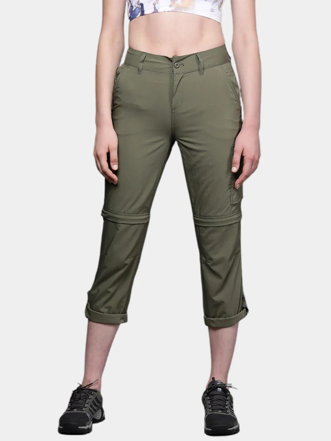 Columbia Women Green Omni-Shade Silver Ridge Utility Convertible Pant