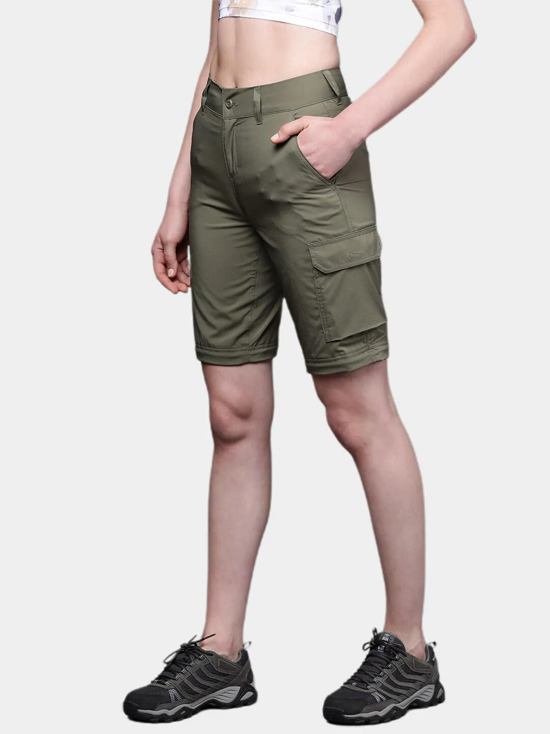 Columbia Women Green Omni-Shade Silver Ridge Utility Convertible Pant