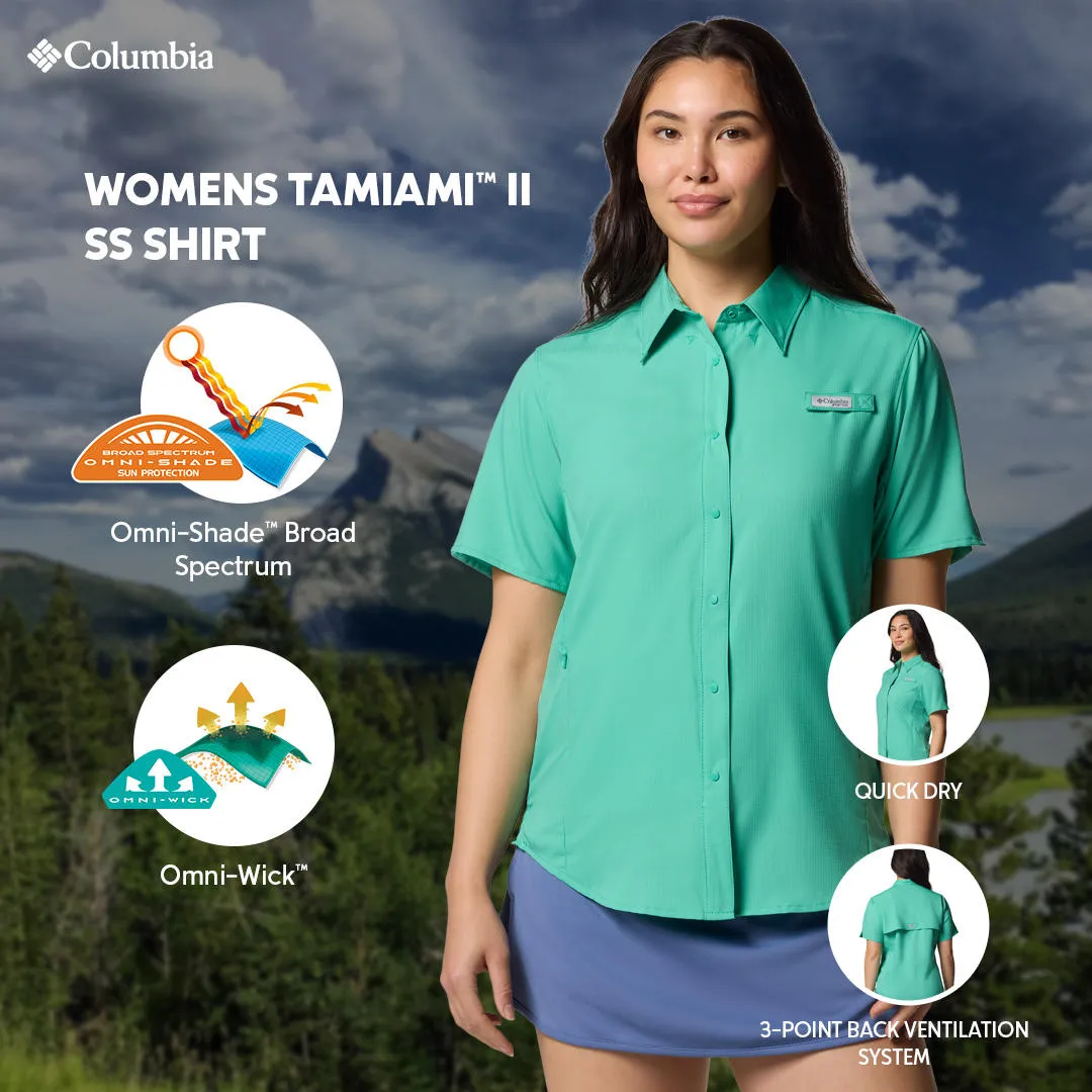 Columbia Women Green Omni-Shade Tamiami II Short Sleeve Shirt
