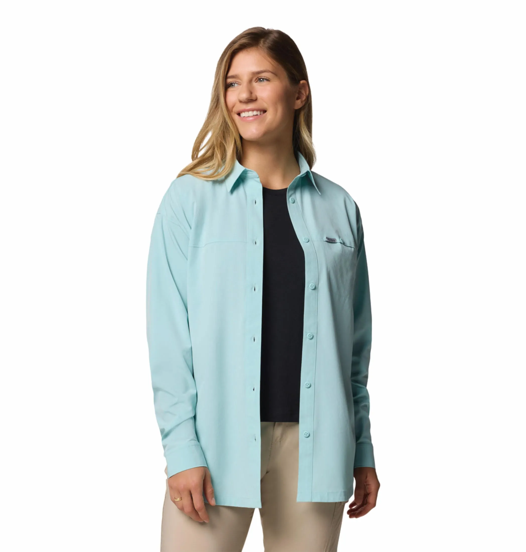 Columbia Women Green Omni-Shield Boundless Trek LayeringII Long Sleeve Shirt