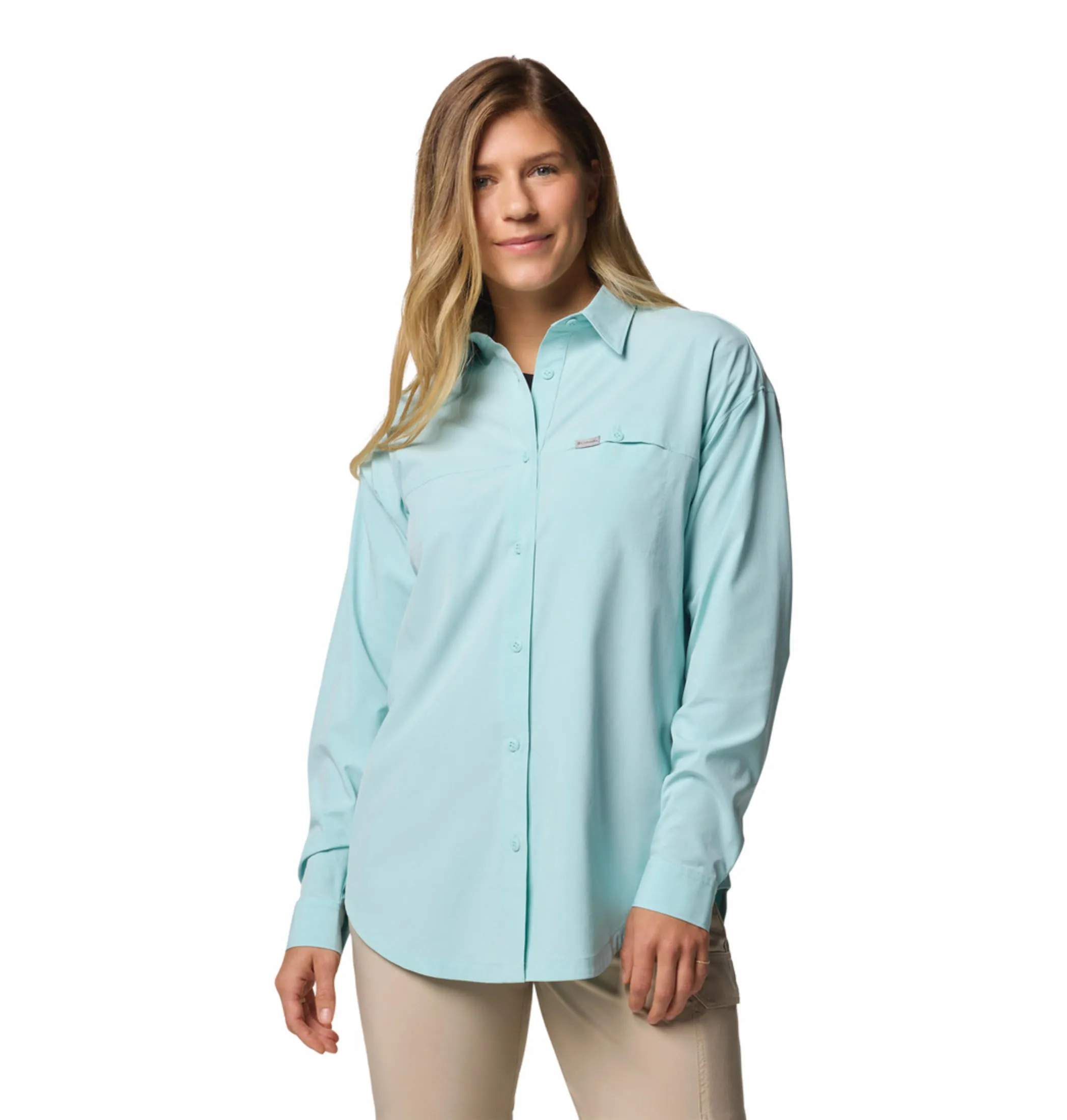 Columbia Women Green Omni-Shield Boundless Trek LayeringII Long Sleeve Shirt