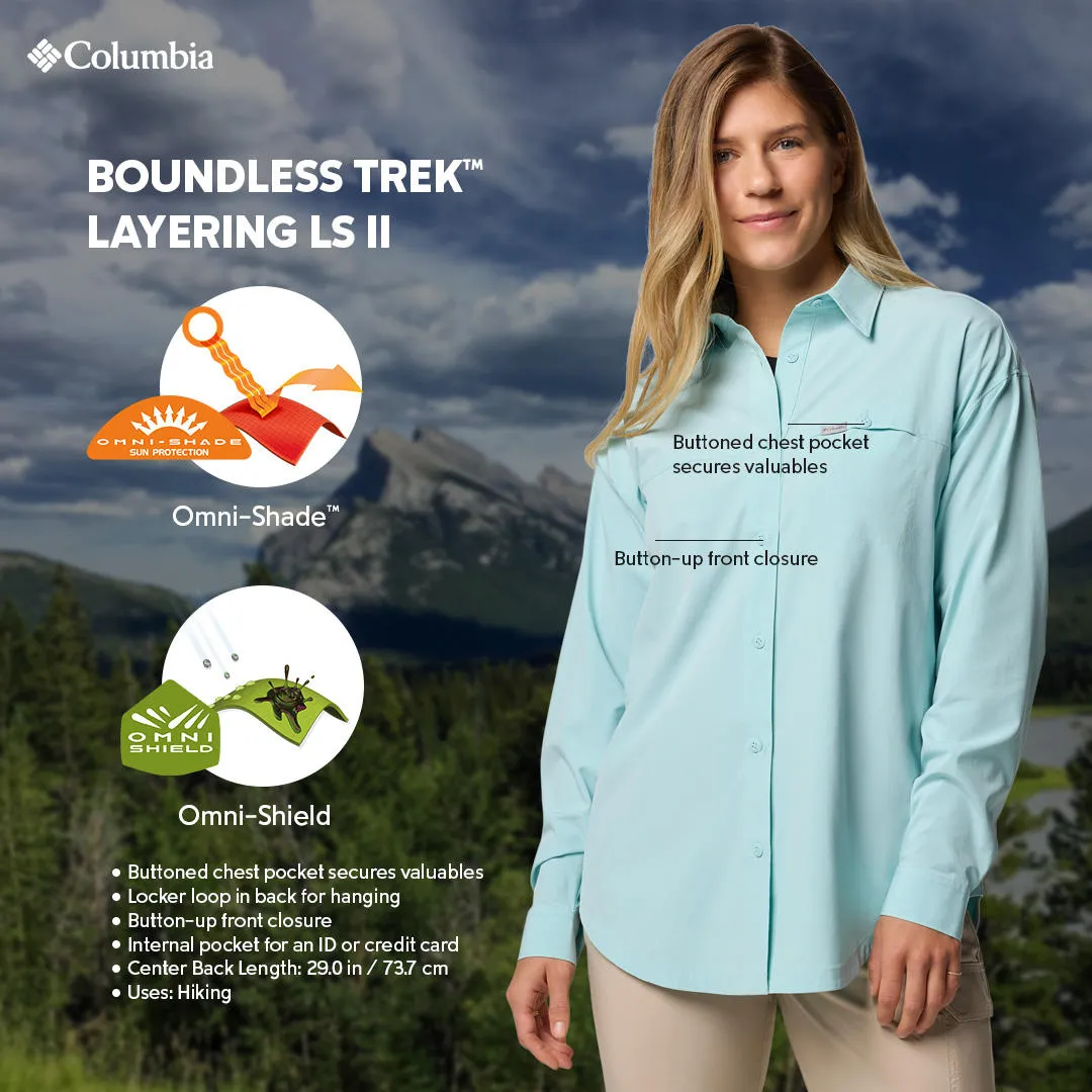 Columbia Women Green Omni-Shield Boundless Trek LayeringII Long Sleeve Shirt