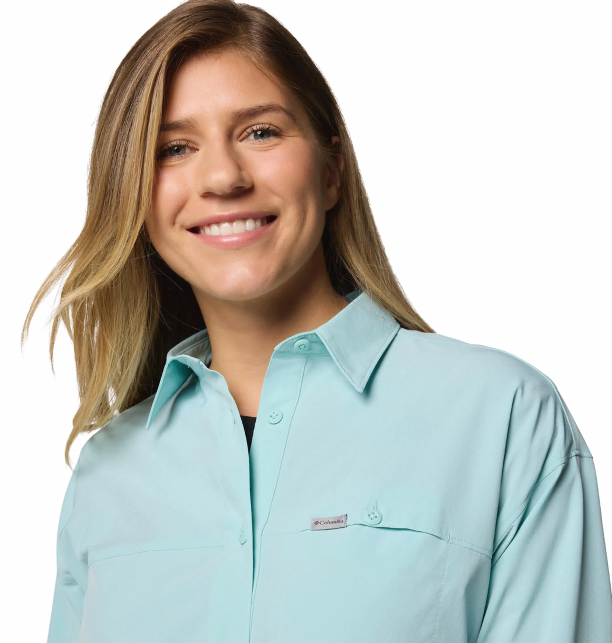 Columbia Women Green Omni-Shield Boundless Trek LayeringII Long Sleeve Shirt
