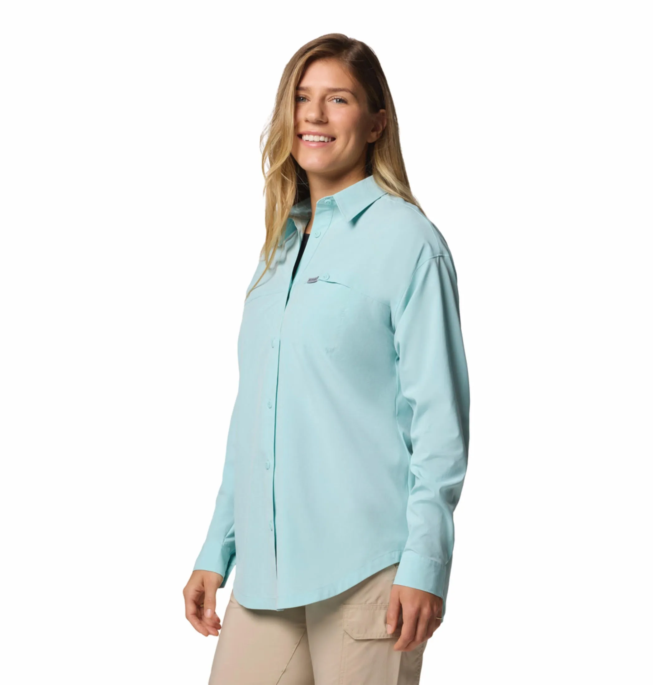 Columbia Women Green Omni-Shield Boundless Trek LayeringII Long Sleeve Shirt