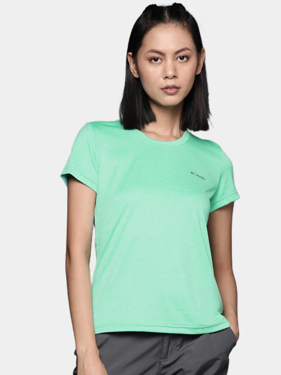 Columbia Women Green Omni-Wick Hike Crew Tshirt