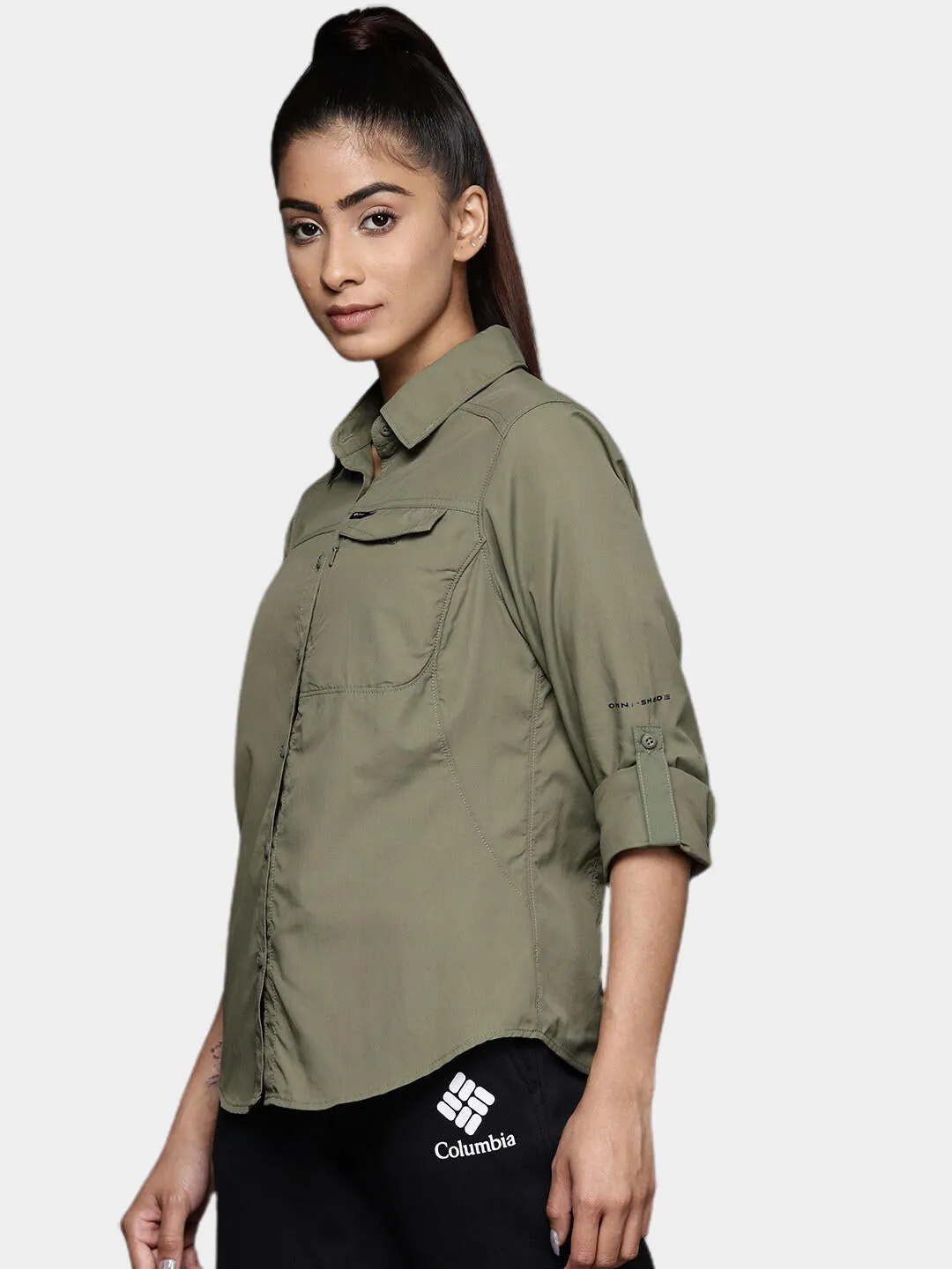 Columbia Women Green Omni-Wick Silver Ridge 2.0 Long Sleeve Shirt