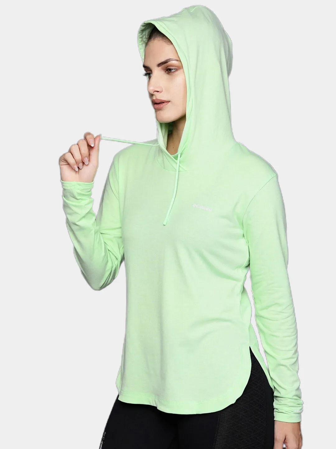 Columbia Women Green Omni-Wick Sun Trek Hooded Tshirt