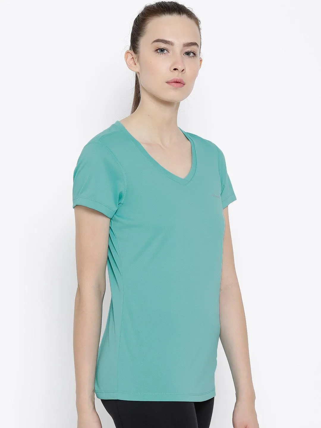 Columbia Women Green Omni-Wick Tech TrekShort Sleeve Tshirt